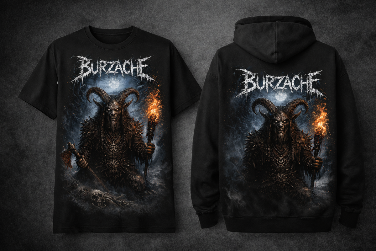 BURZACHE “Baphomet Warrior” Heavyweight Graphic Tee — Black