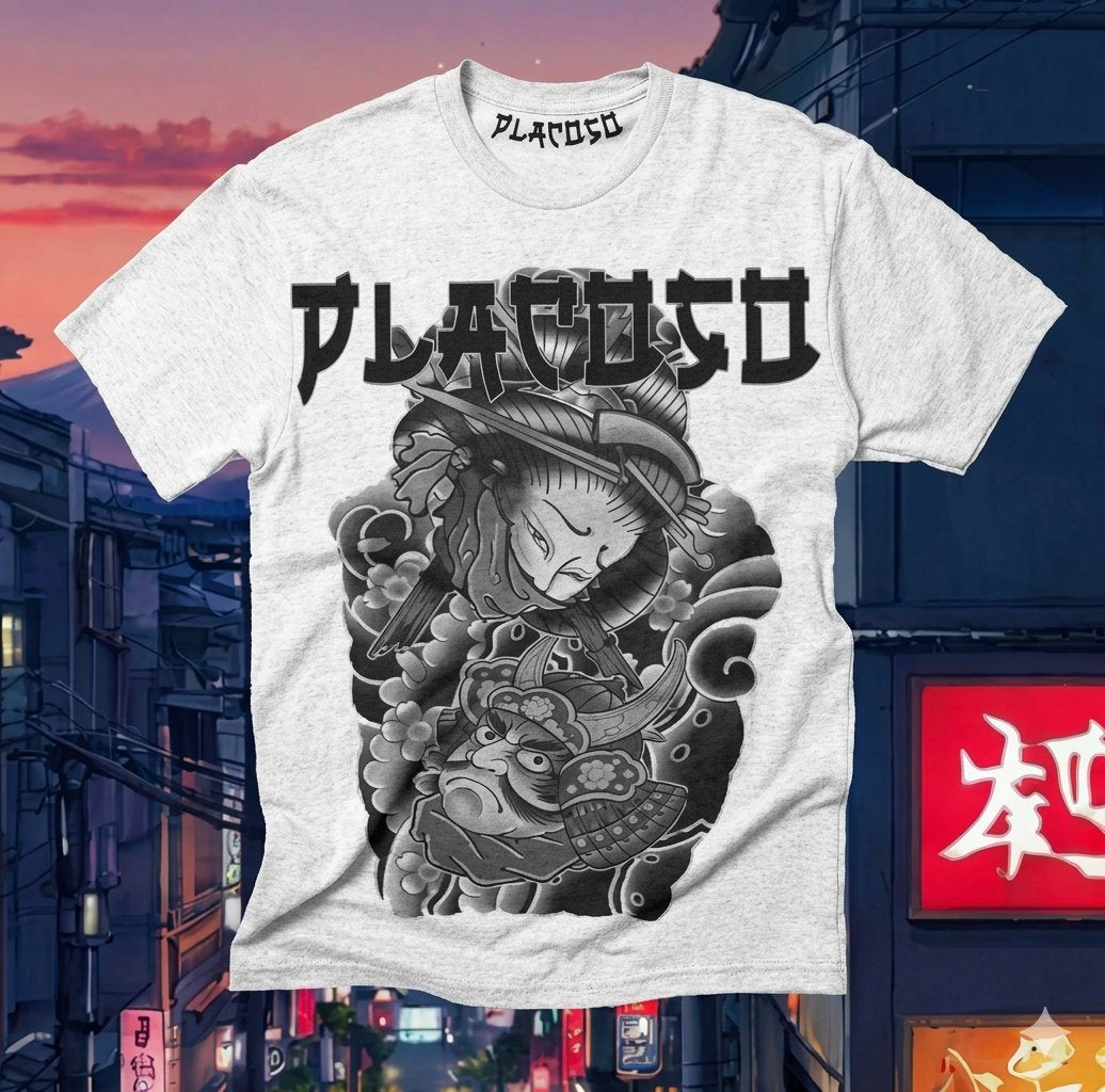 PLACOSO “Yakuza” Retro Japan Graphic Tee —white