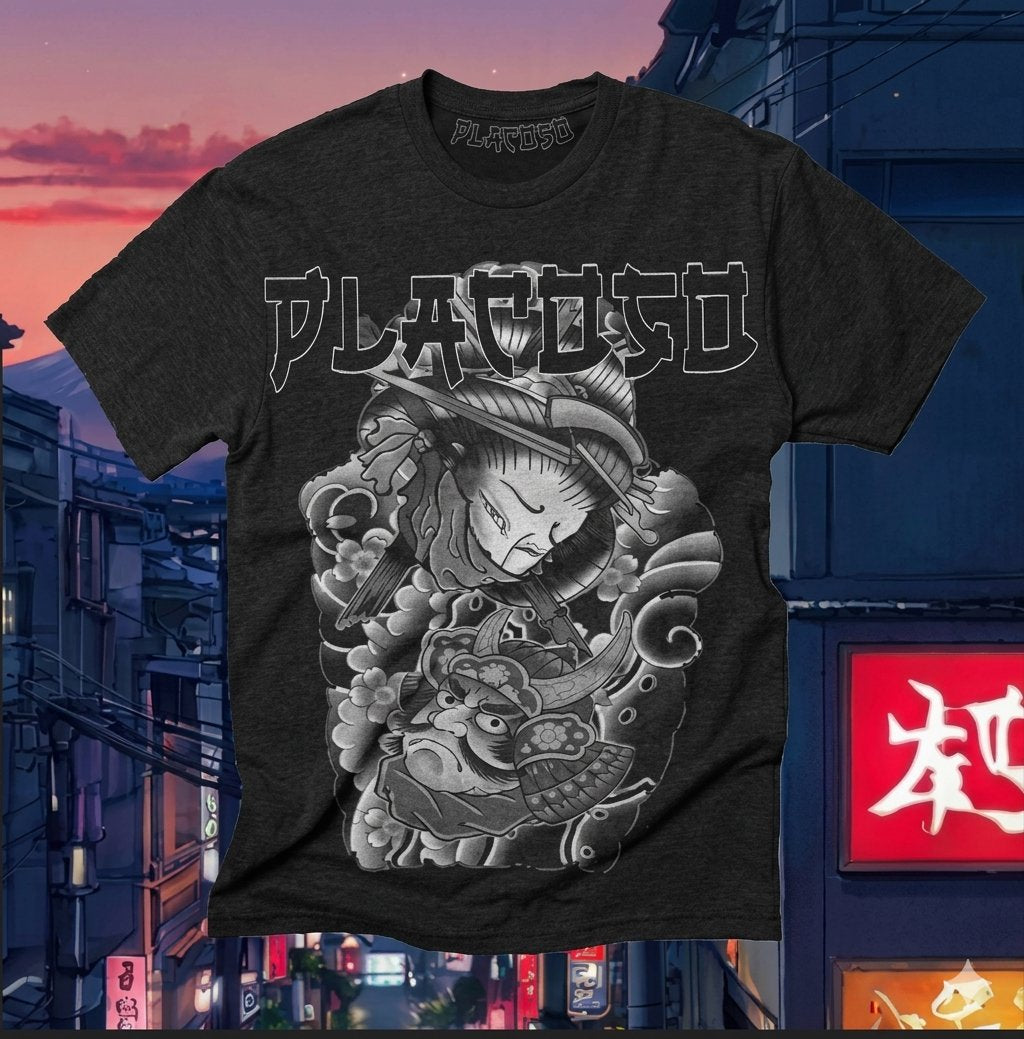 PLACOSO “Yakuza” Retro Japan Graphic Tee — Black