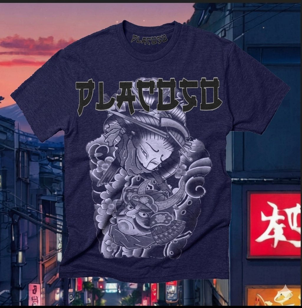 PLACOSO “Yakuza” Retro Japan Graphic Tee —white