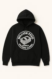 MILLION PESO “Record Label” Heavyweight Streetwear Hoodie — Black