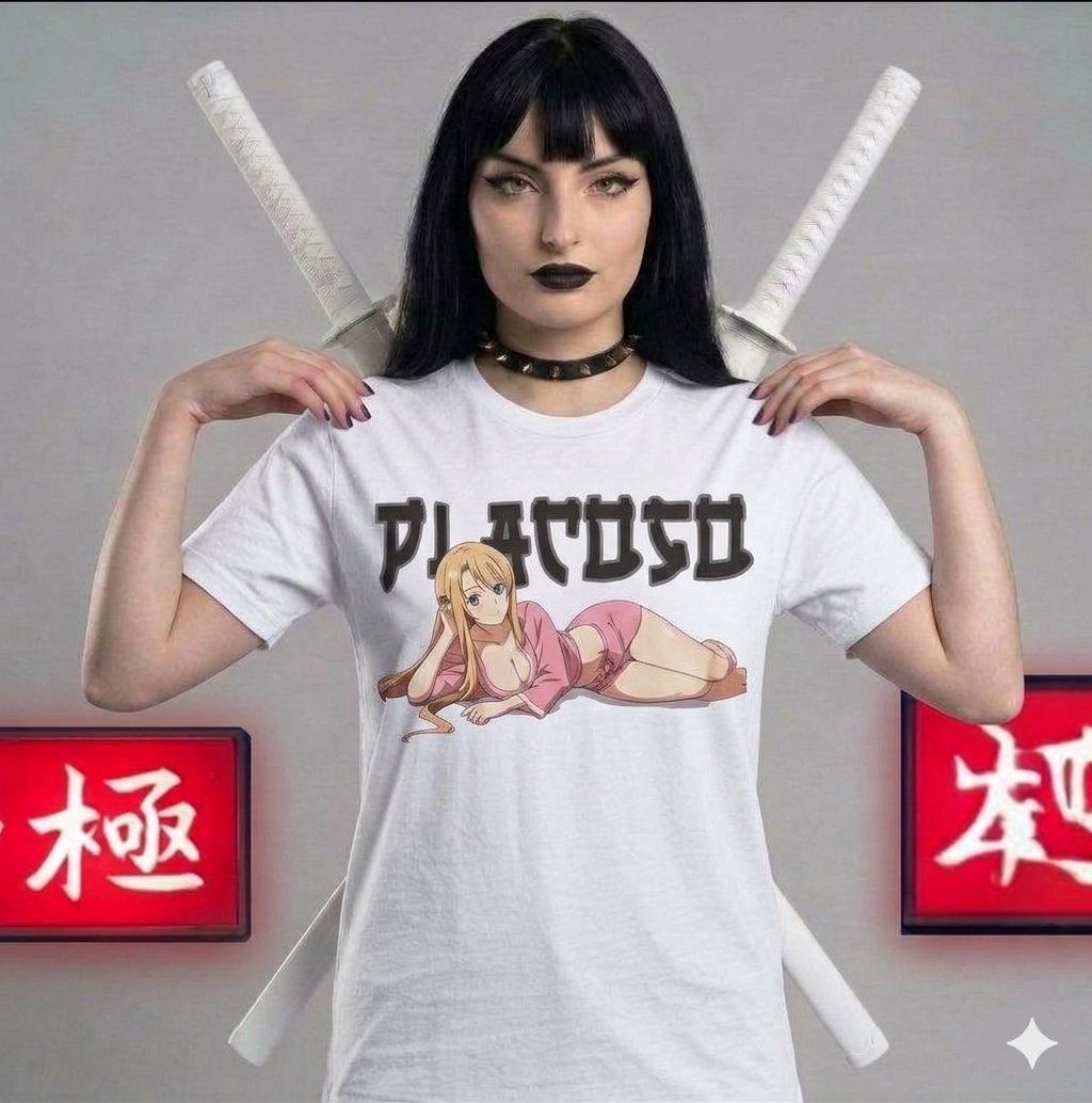 PLACOSO “Cyber Waifu” Retro Japan Graphic Tee — White