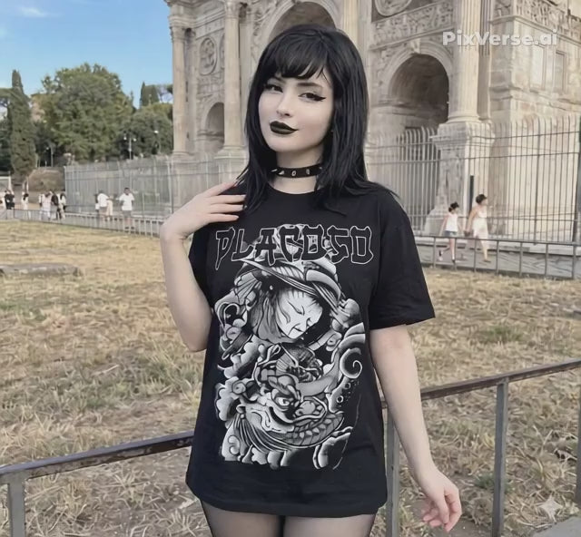 PLACOSO “Yakuza” Retro Japan Graphic Tee — Black
