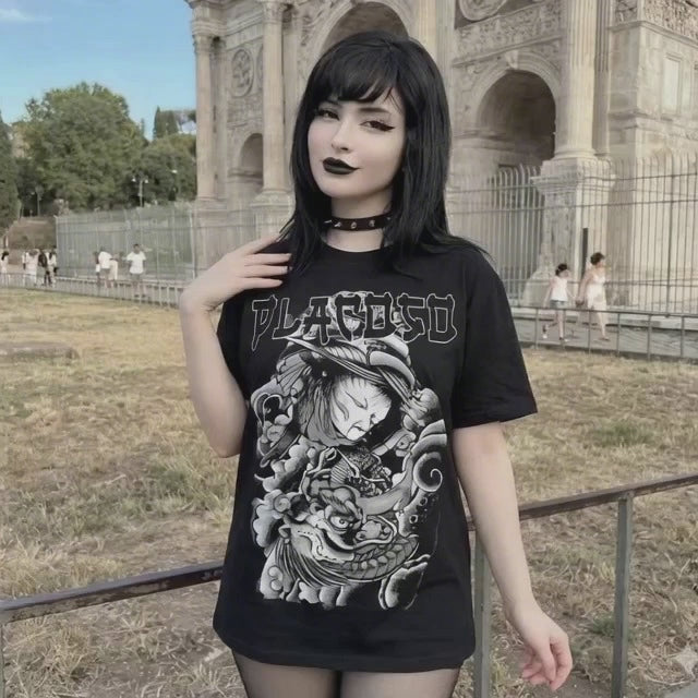 PLACOSO “Yakuza” Retro Japan Graphic Tee — Black